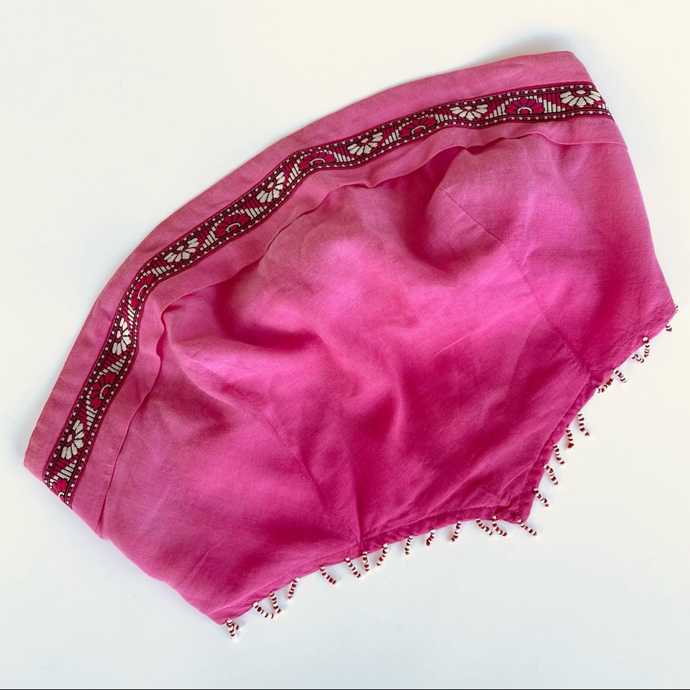 Le Chateu Tie-up Beaded Bandeau Crop Top